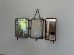 Art Deco 3 Cover Glass Nickel-plated Table or Wall Vanity Mirror, 1940s, Italy