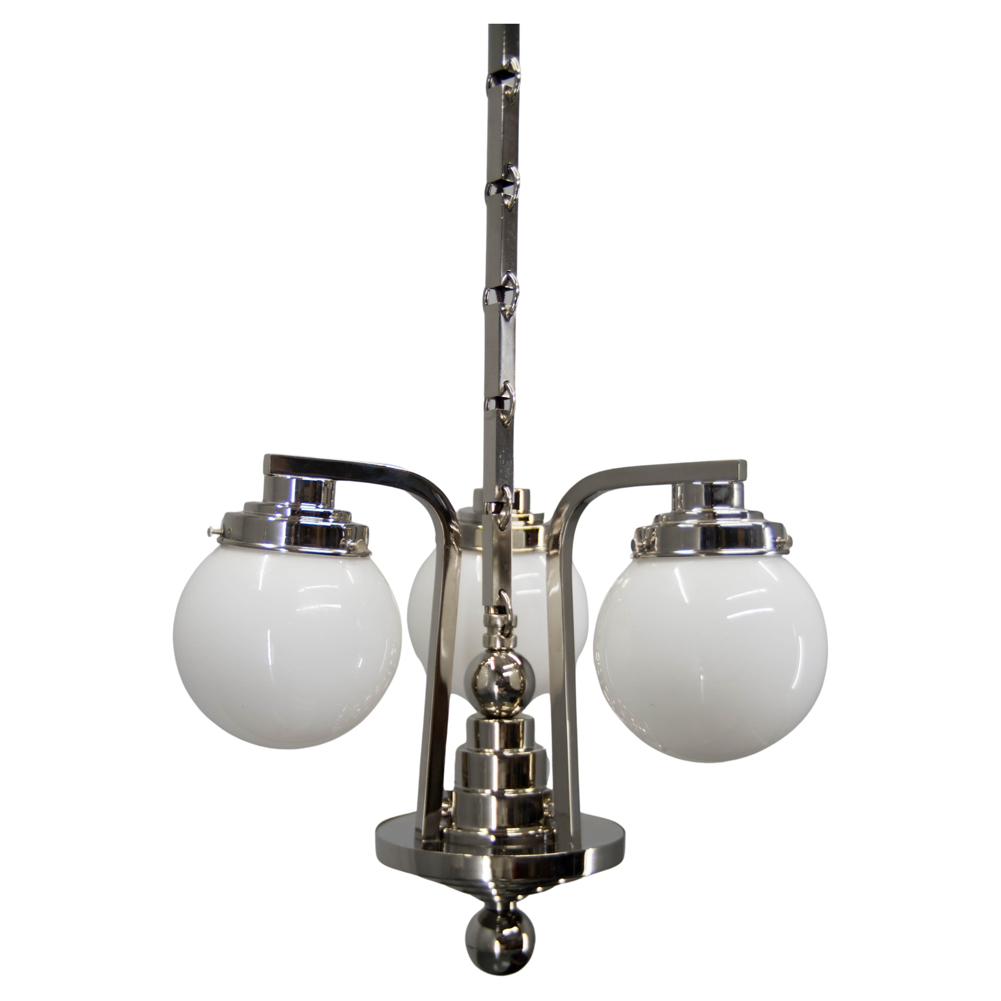Art Deco 3-flamming Chandelier, 1920s
