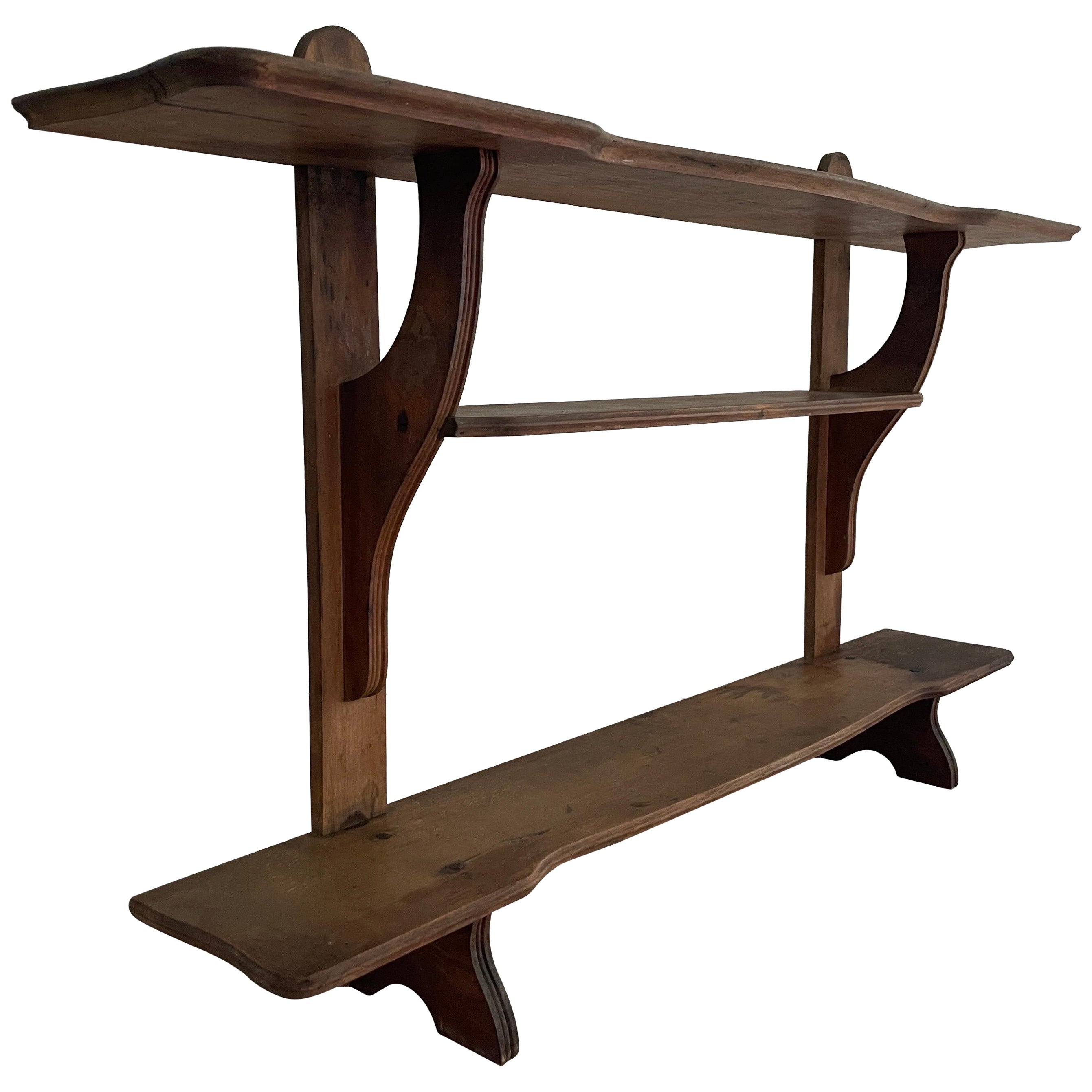 Art Deco 3-layered Wood Wall Mounted Shelf, 1940s, Italy For Sale