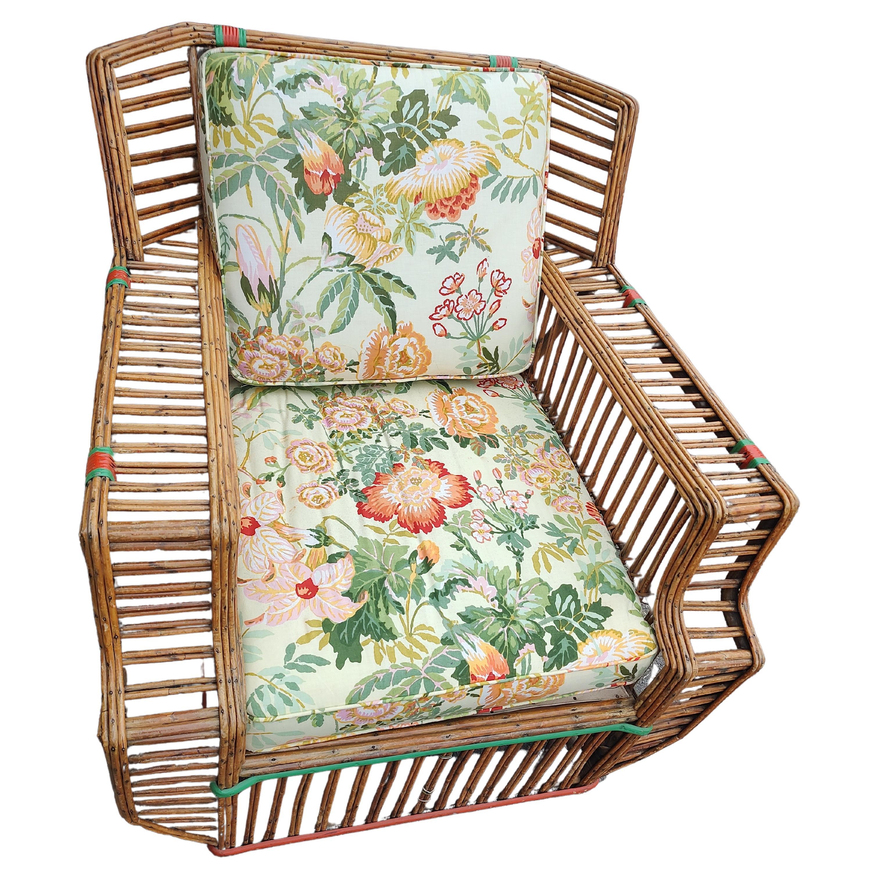 Suite Art Déco 3 pièces canapé en rotin fendu avec une paire de chaises longues C1935 en vente 2