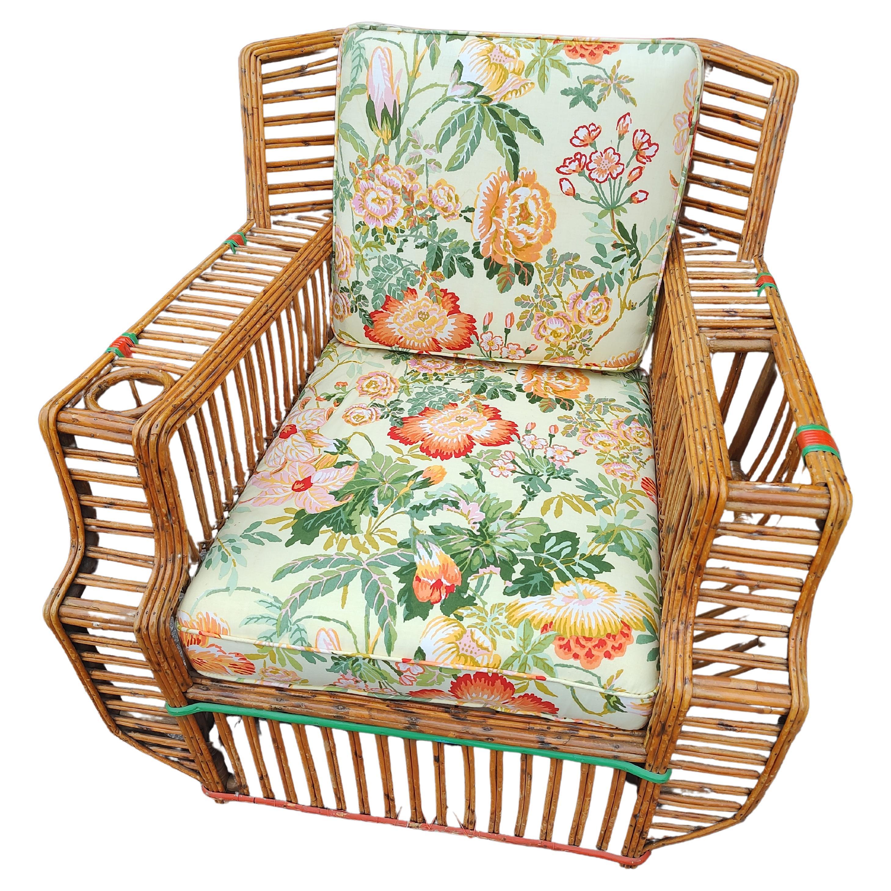 Suite Art Déco 3 pièces canapé en rotin fendu avec une paire de chaises longues C1935 en vente 5