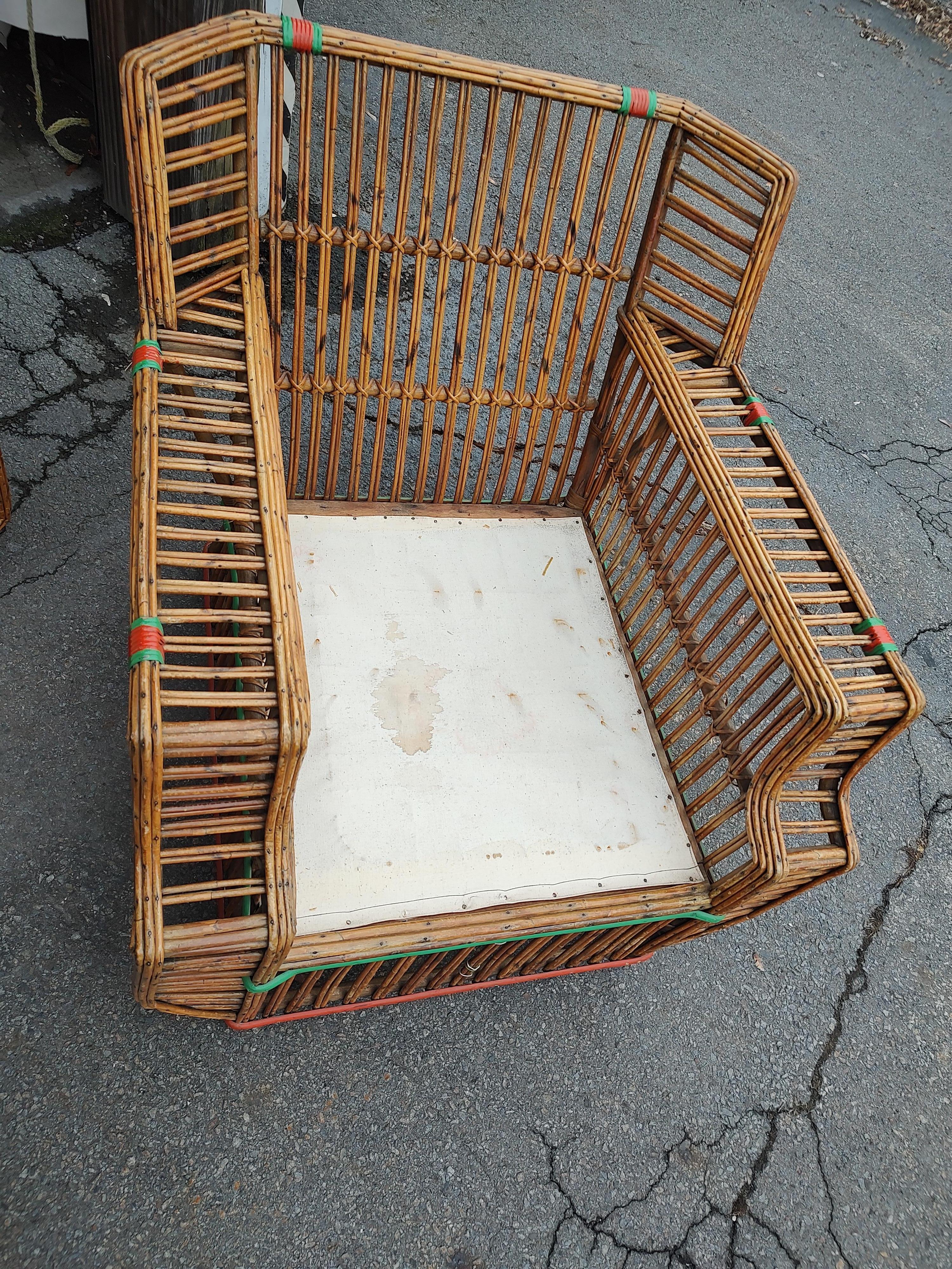 Suite Art Déco 3 pièces canapé en rotin fendu avec une paire de chaises longues C1935 en vente 9