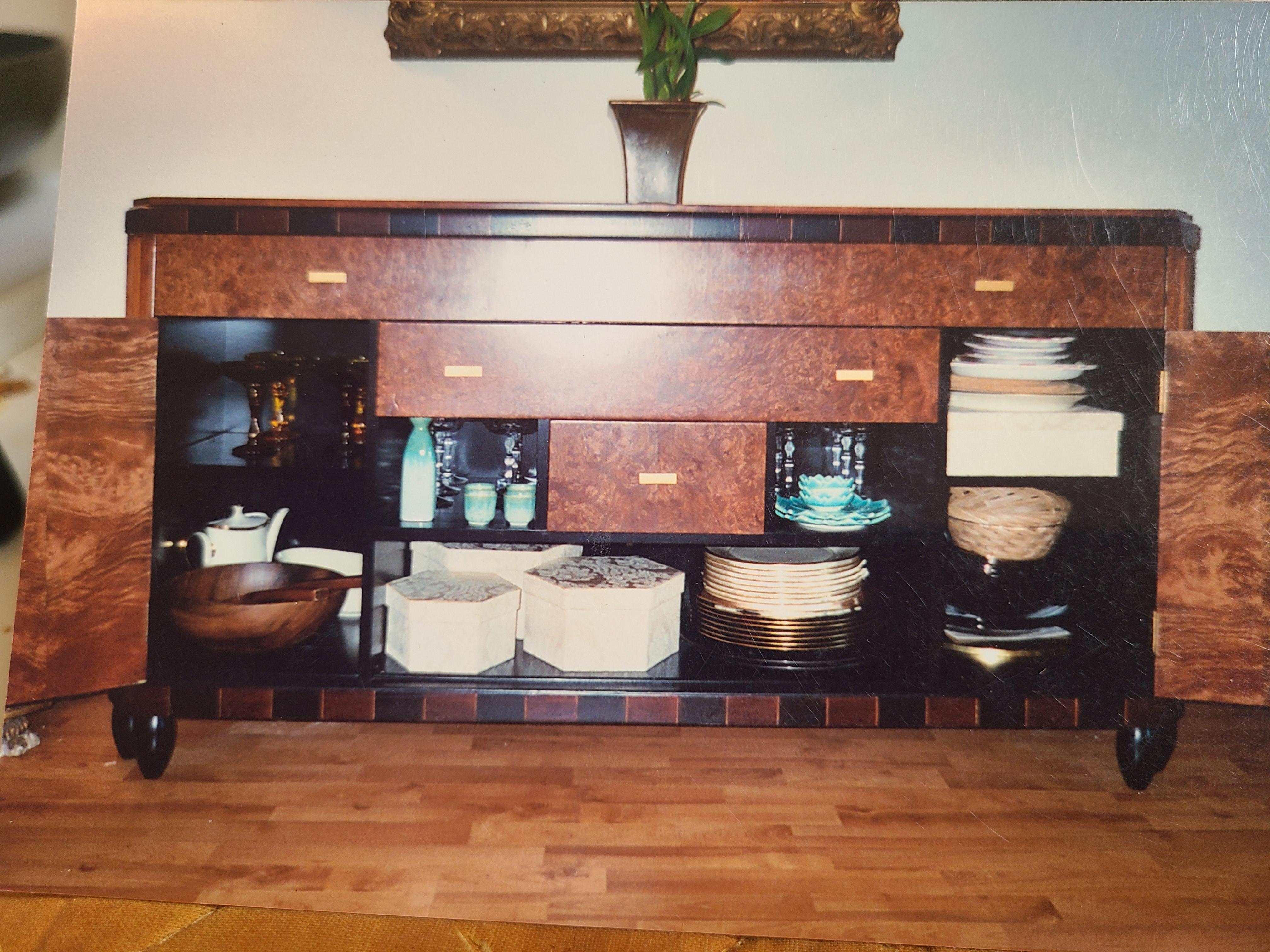 Wood Art Deco 3 Piece Original European Dining Room Suite