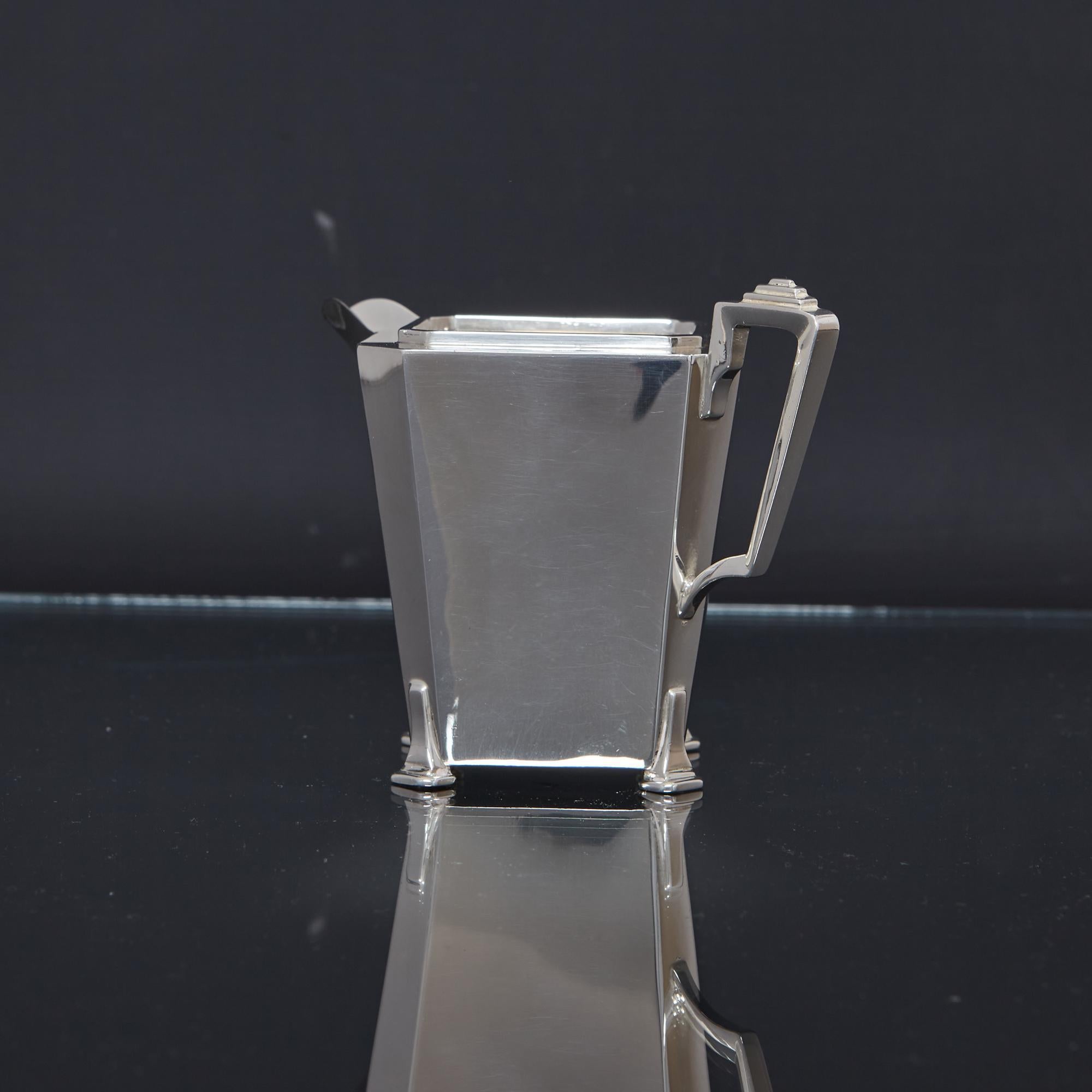 3teiliges Art-Déco-Teeservice aus Silber im Angebot 4