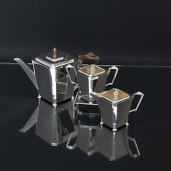 Juego de té Art Déco de plata de 3 piezas