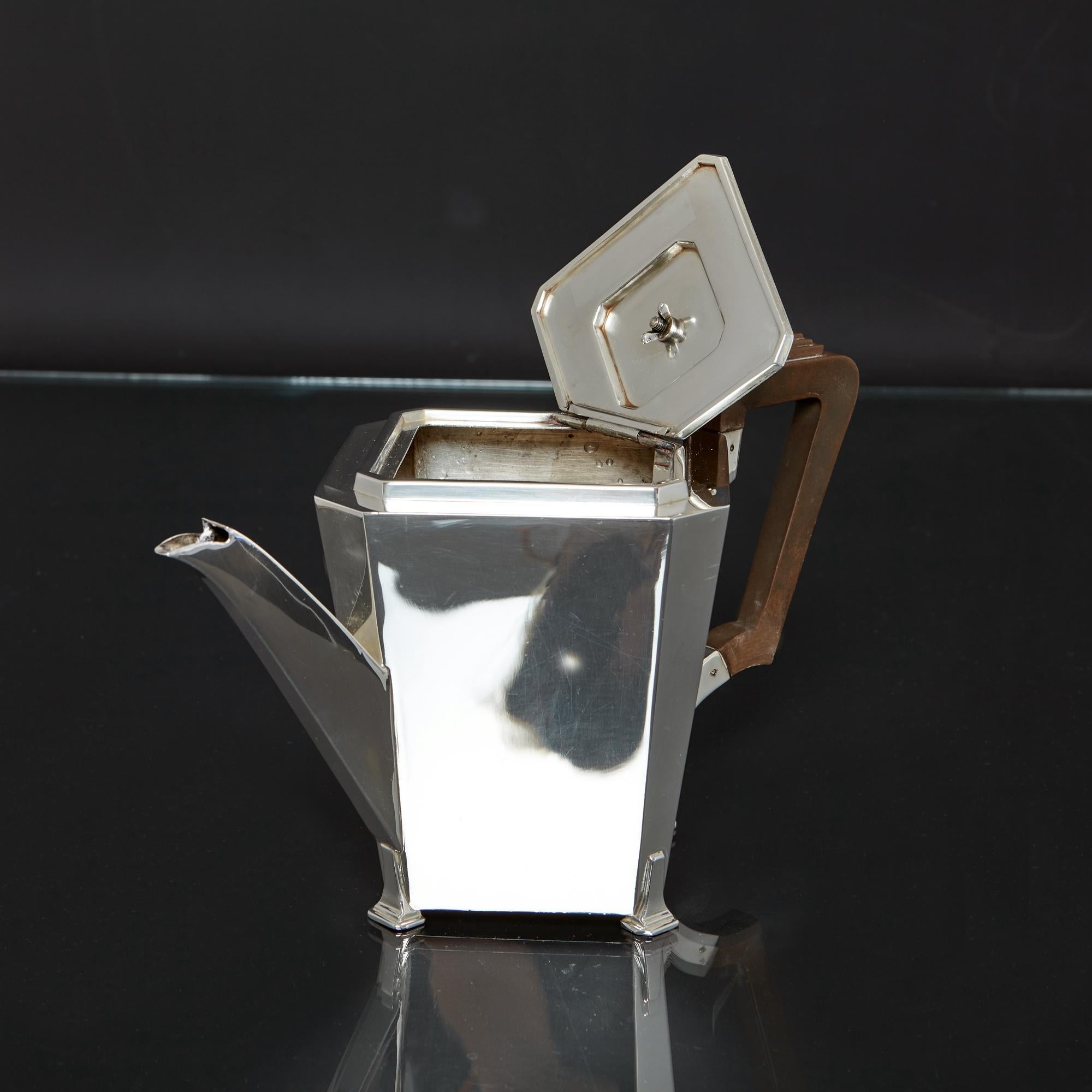 Mid-20th Century Art Deco 3 Piece Silver Tea Set For Sale
