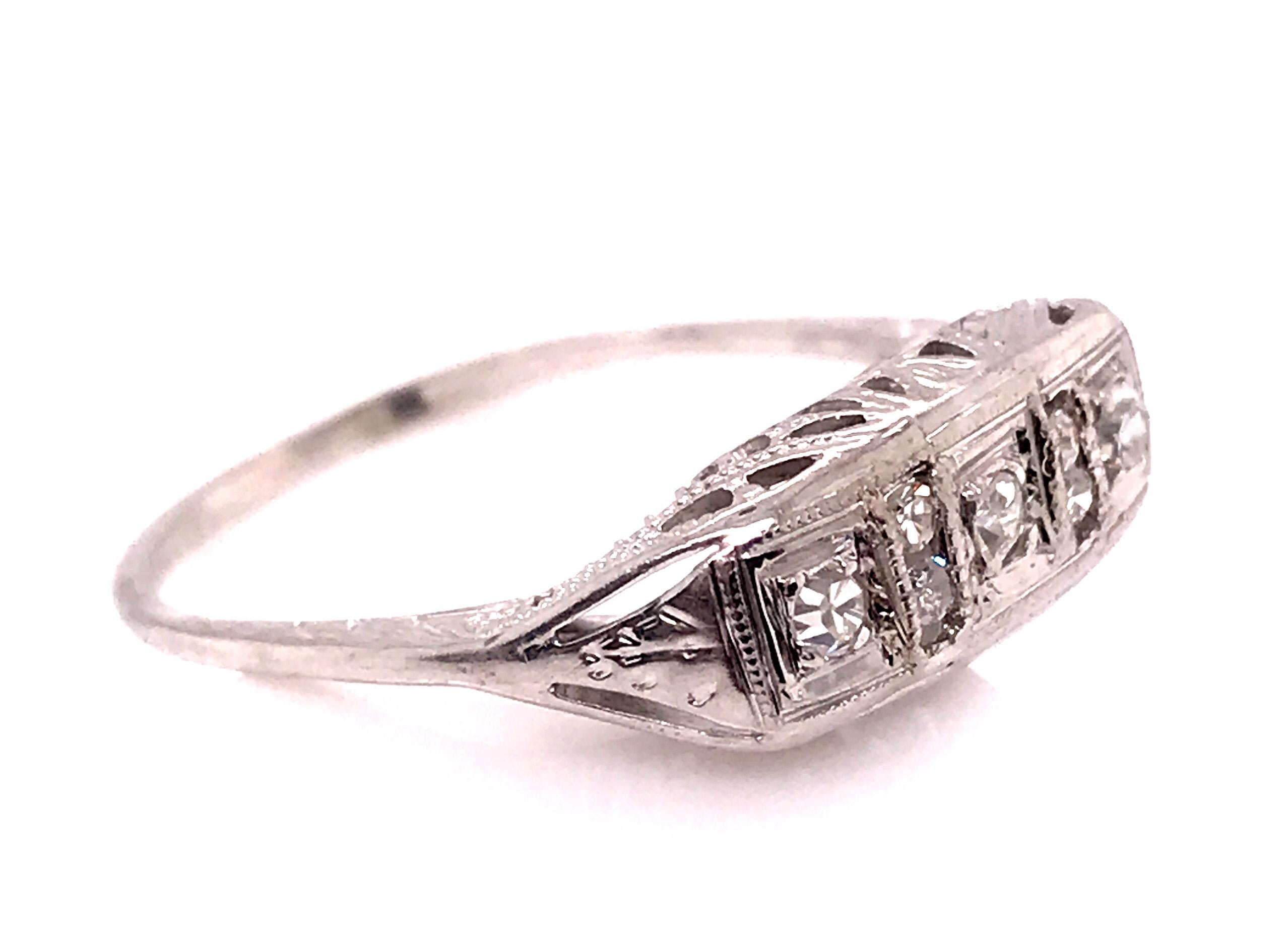 Art Deco 3 Stone Diamond Engagement Cocktail Ring .25ct 18k Antique Original 192 In Excellent Condition In Dearborn, MI
