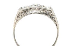 Art Deco 3 Stone Diamond Platinum Ring Mined .45ct Original 1930's
