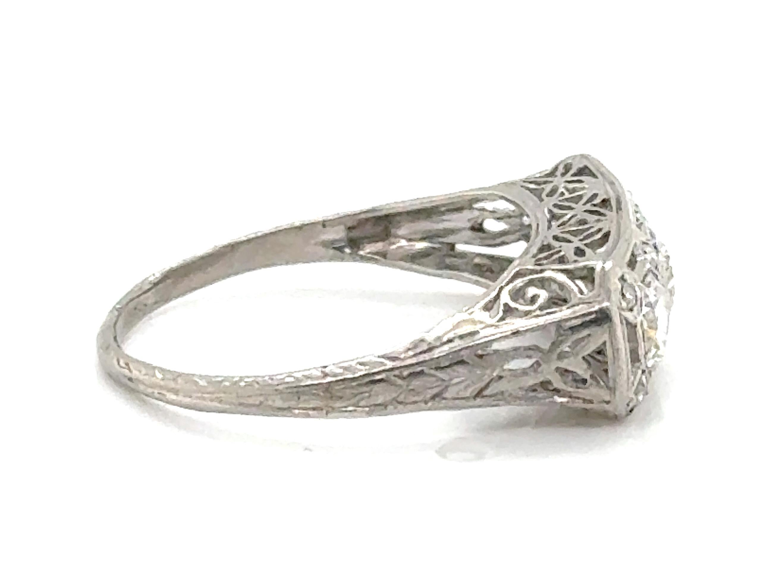 Art Deco 3 Stone Diamond Ring .80ct Antique Platinum Genuine 1920-1930 In Excellent Condition For Sale In Dearborn, MI
