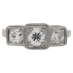 Art Deco 3 Stone Diamond Trinity Antique Engagement Ring