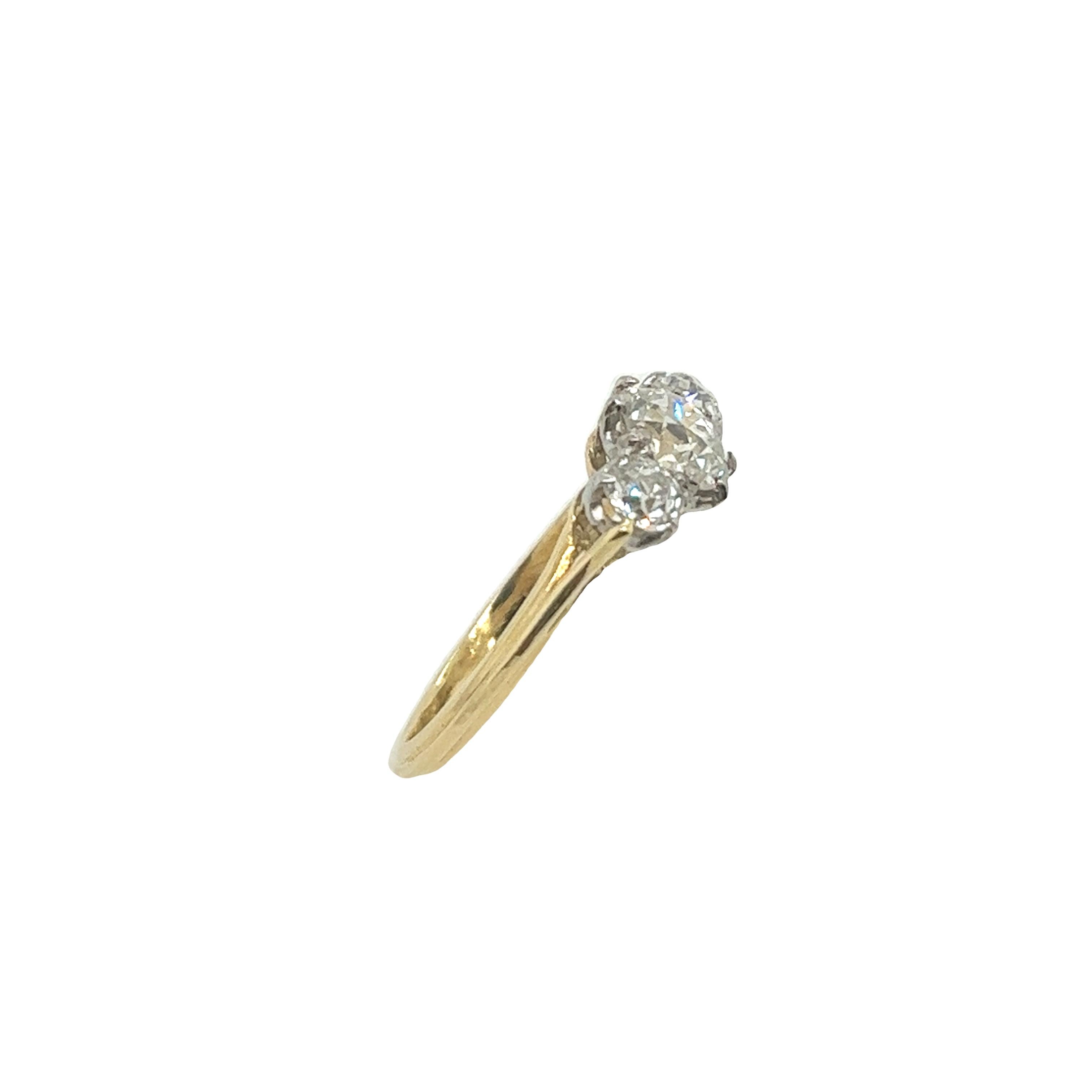 Women's Art Deco 3-Stone Ring, Set With 1.62ct of Old European Cut Diamonds in 18ct Gold