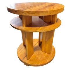 Art Deco 3- Tier Lamp Walnut Side Table By Gilbert Rohde for Brown Saltman