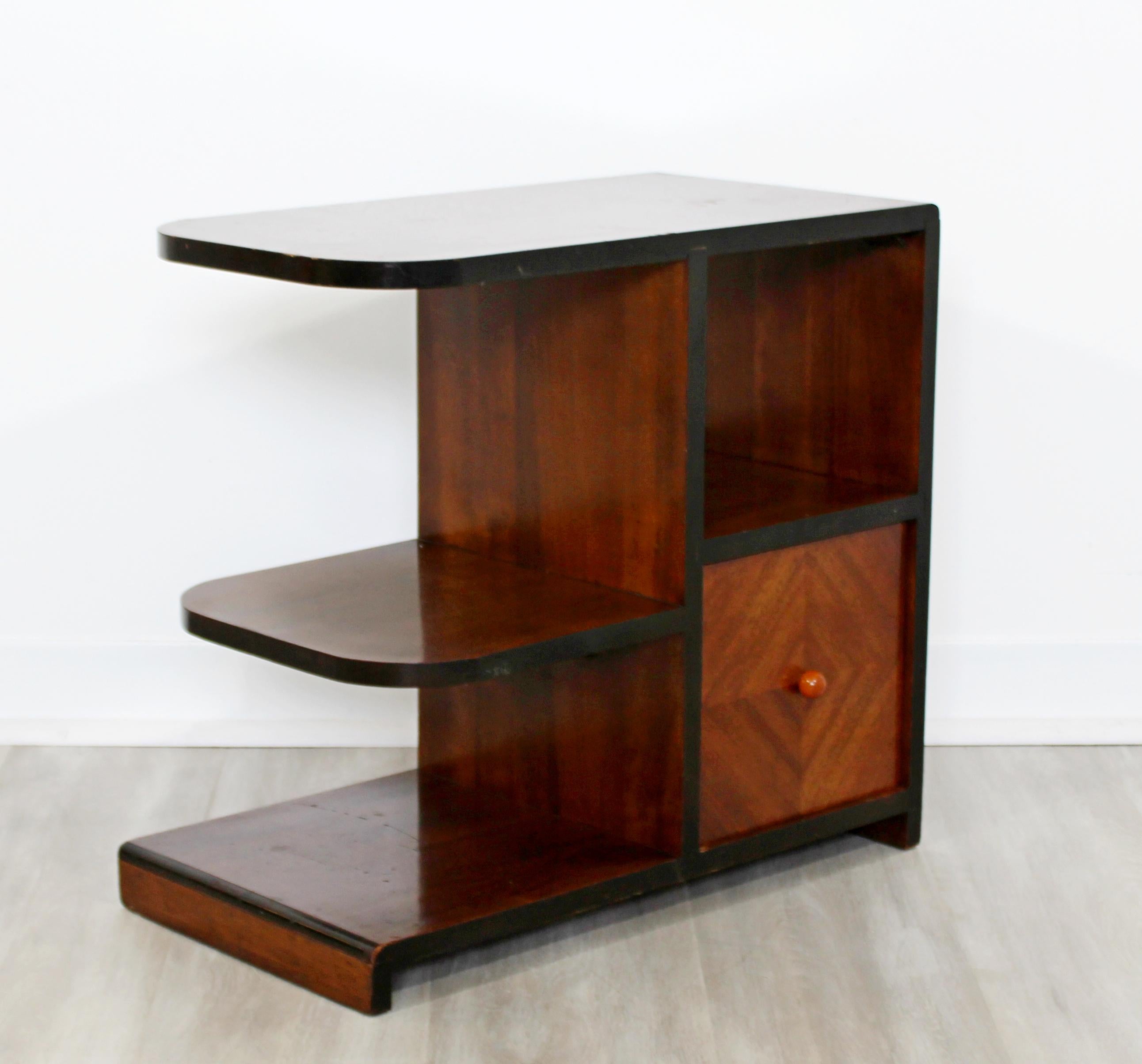 Mid-20th Century Art Deco 3 Tiered Side End Table Nightstand Shelves Desky Rohde Frankl Era