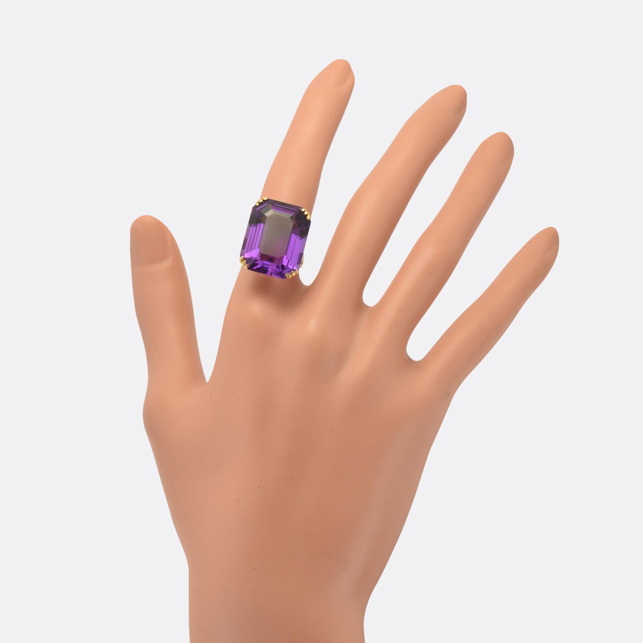 Art Deco 30 Carat Siberian Amethyst Single-Stone Ring In Excellent Condition In Sale, Cheshire