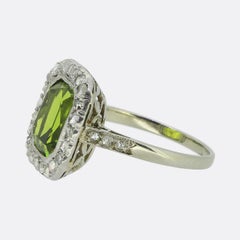 Art Deco 3.00 Carat Peridot and Diamond Ring