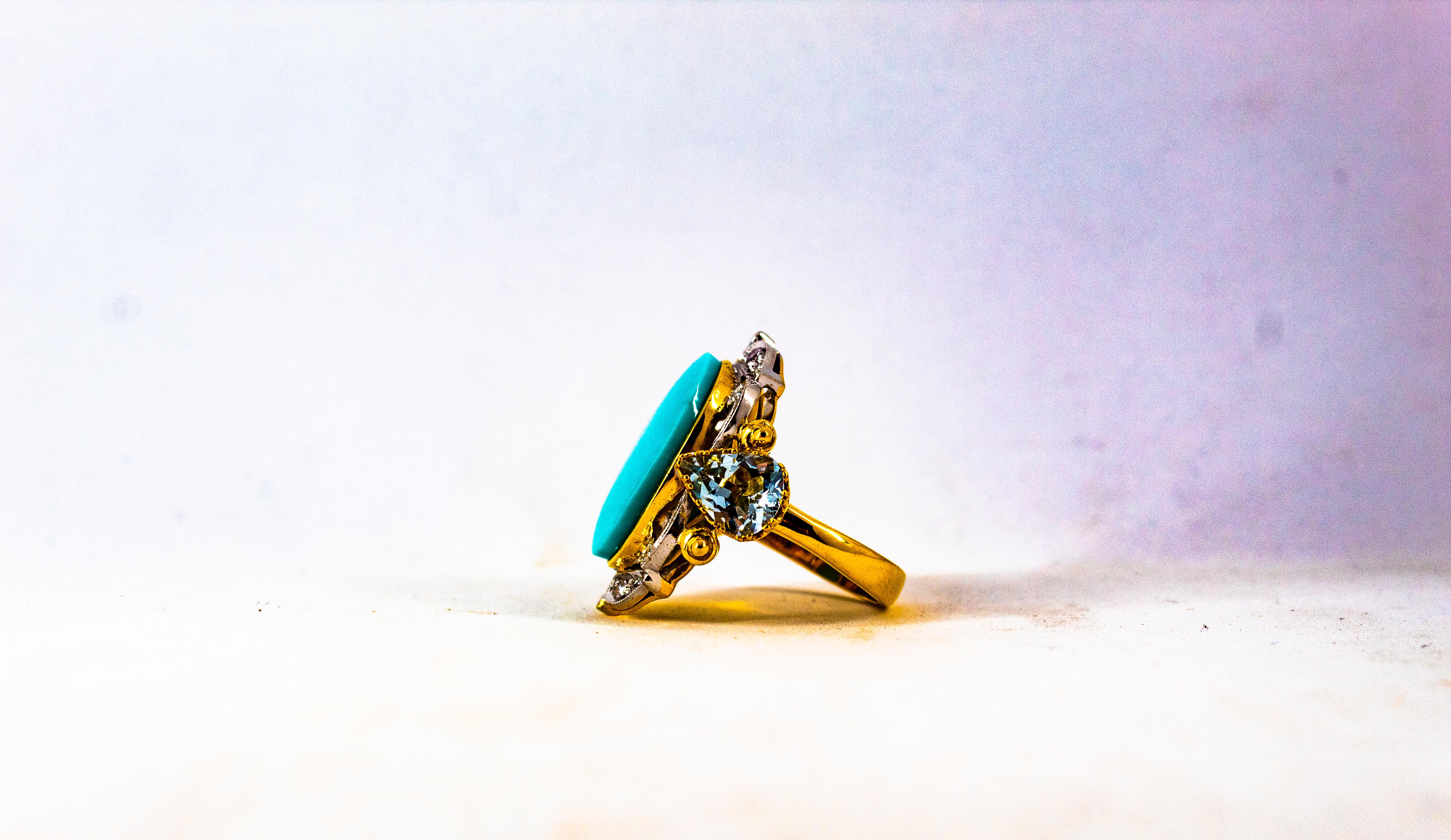 Details about   14k Solid Gold Ring turquoise diamond ring wedding ring art deco ring DJR0353
