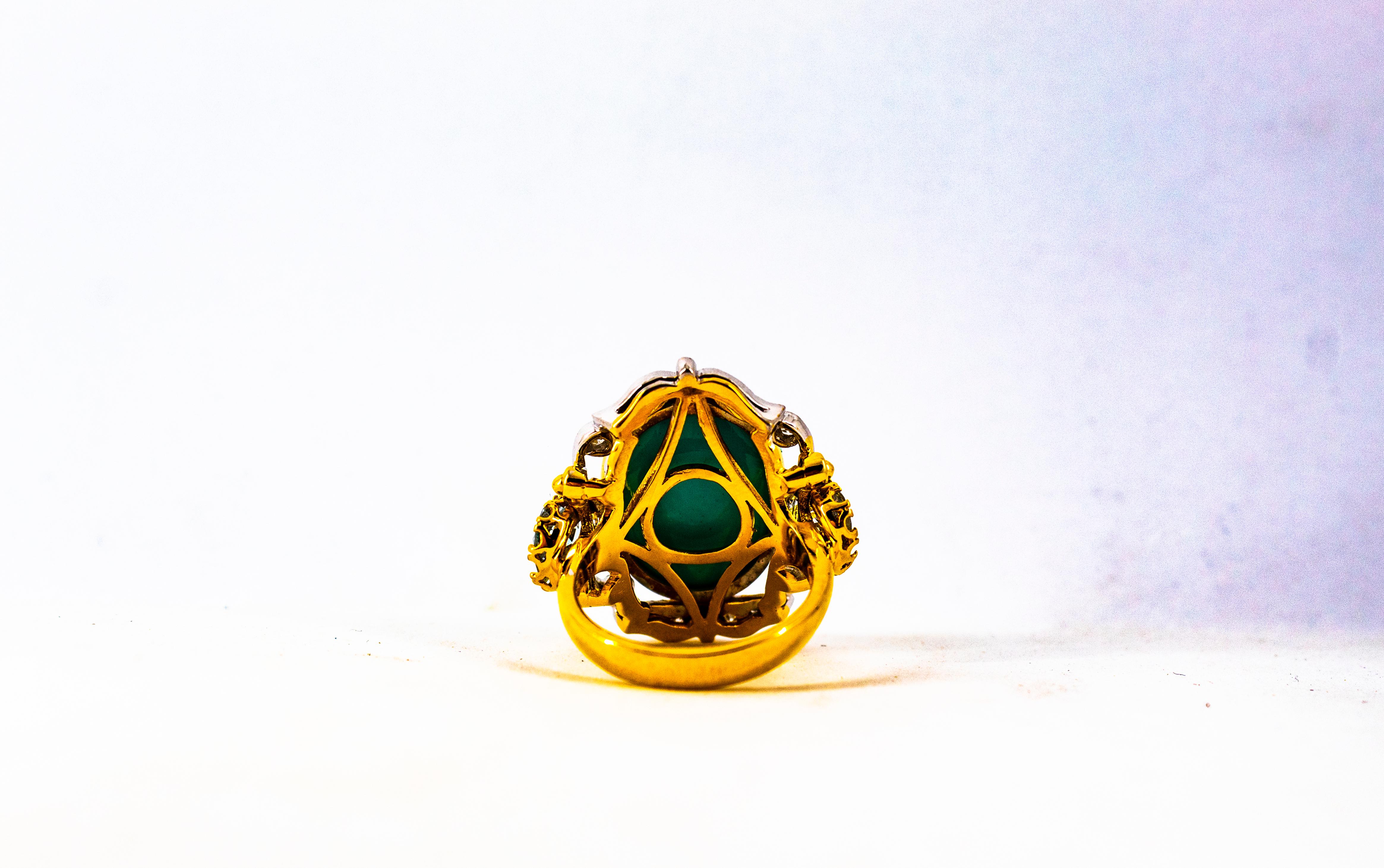 Art Deco Style 3.00 Carat Diamond Aquamarine Turquoise Yellow Gold Cocktail Ring 7