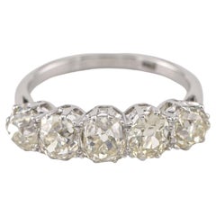 Art Deco 3.00 Ct Diamond Old Mine Five Stone Platinum Ring (bague en platine à cinq pierres)