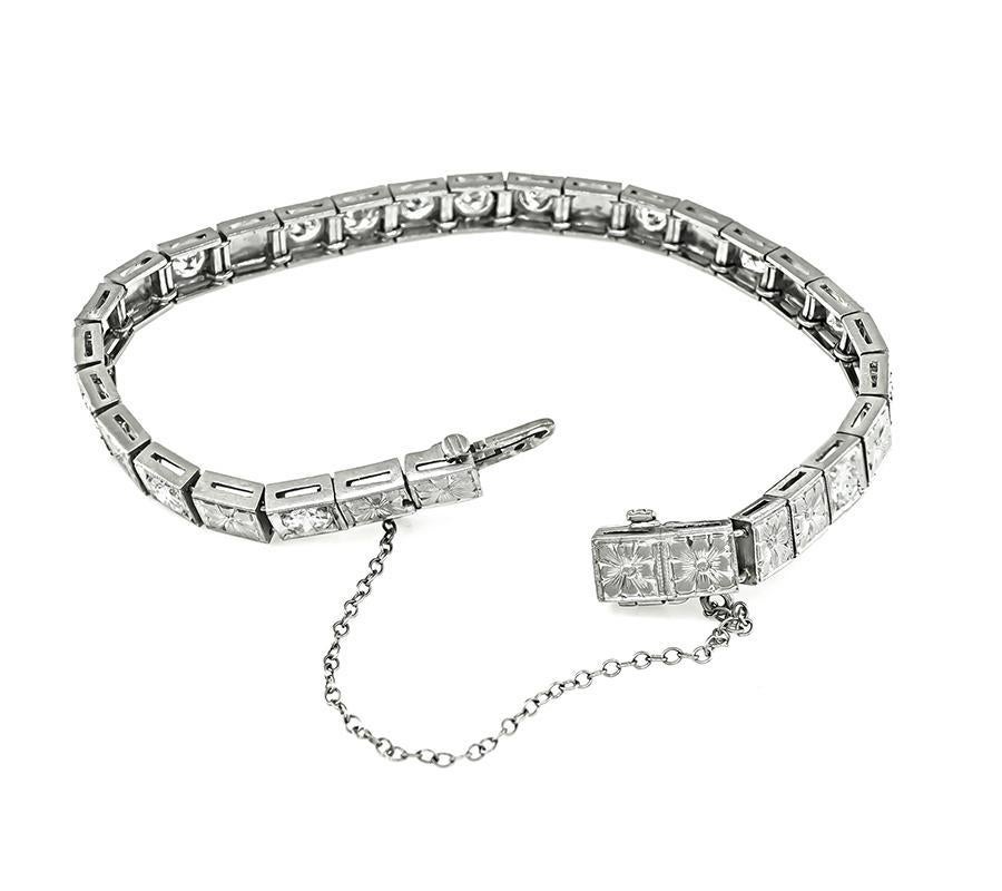 Art Deco 3.00ct Diamond Platinum Line Bracelet In Good Condition For Sale In New York, NY