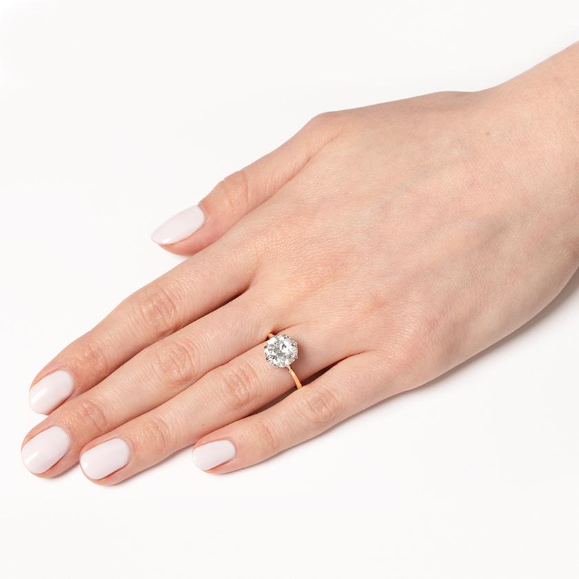 Women's or Men's Art Deco 3.00ct Old Cut Diamond Solitaire Engagement Ring, c.1920s For Sale