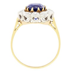 Art Deco 3.00ct Sapphire and Diamond Cluster Ring, c.1920s