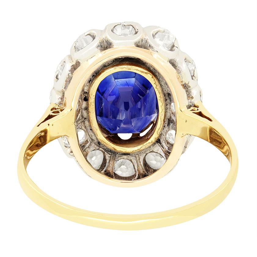 Bague Art déco en grappe de saphirs et diamants de 3,00 carats, c. 1920 Bon état - En vente à London, GB