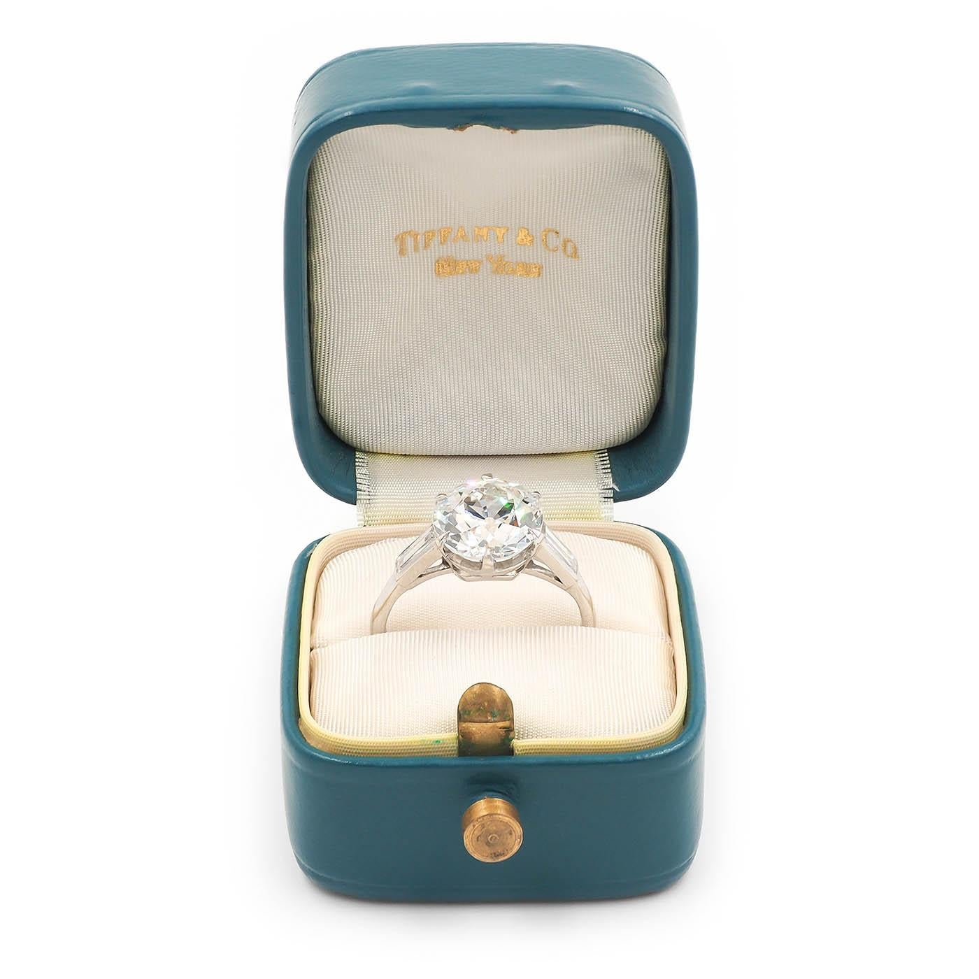Art Deco 3.01 Carat Old European Cut Diamond Engagement Ring by Tiffany & Co. For Sale 5