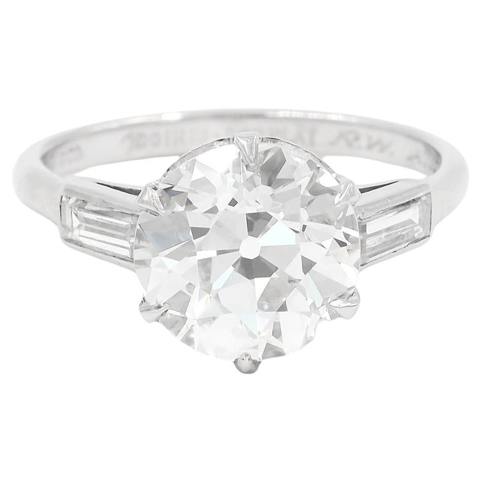 Art Deco 3.01 Carat Old European Cut Diamond Engagement Ring by Tiffany & Co. For Sale