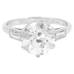 Bague de fiançailles Art déco avec diamant taille européenne ancienne de 3,01 carats de Tiffany & Co.