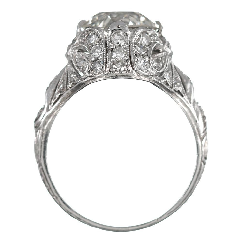 Women's Art Deco 3.03 Carat Center Diamond Ring For Sale