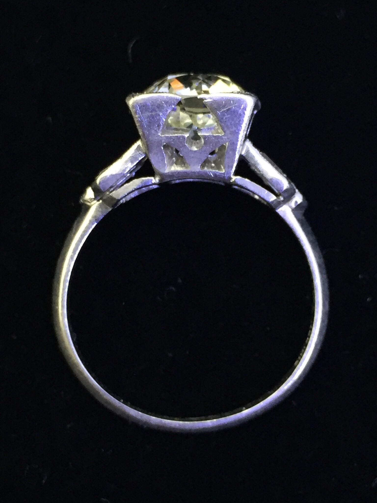 Old European Cut Art Deco 3.03 Carat Diamond Engagement Ring