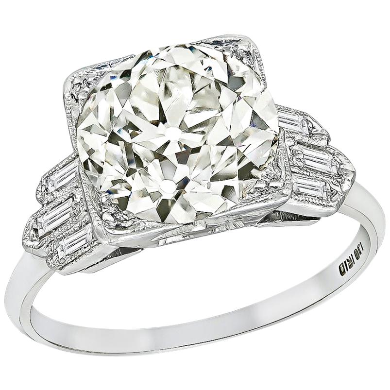 Art Deco 3.03 Carat Diamond Engagement Ring