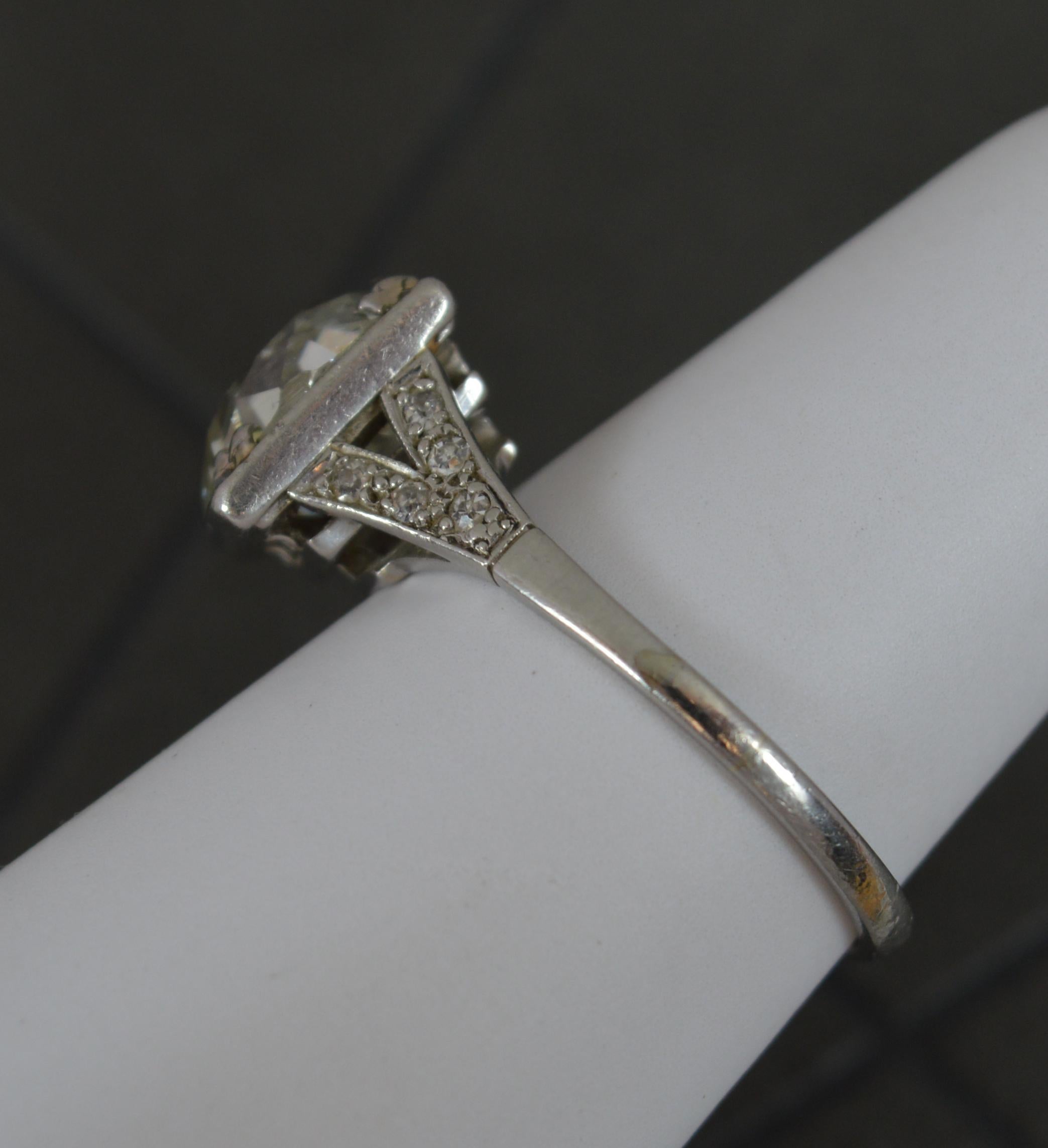 Art Deco 3.05ct Old Cut Diamond and Platinum Solitaire Engagement Ring 5