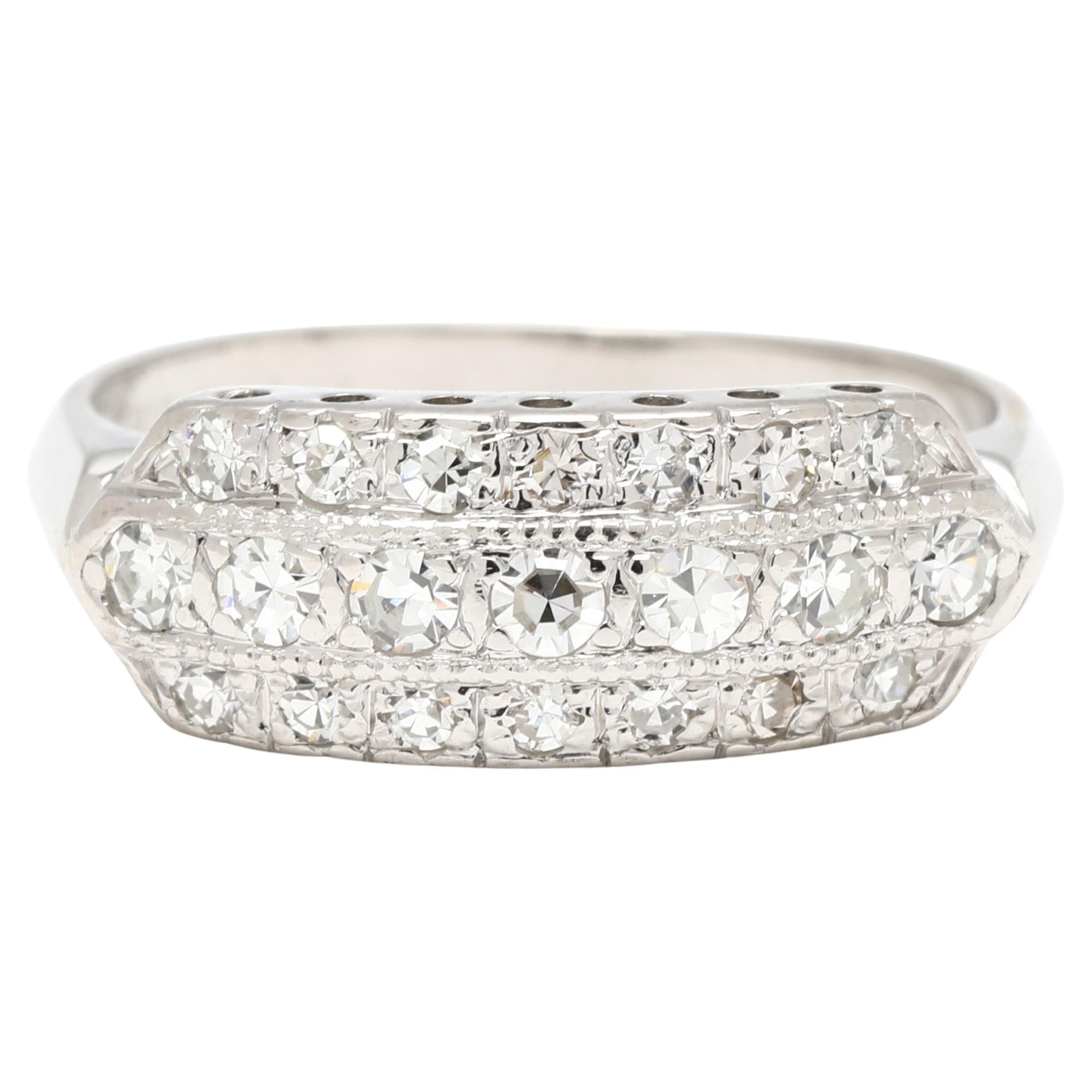 Anello a fascia con diamante a 3 file Art Deco da .30ctw, platino, misura 3.25 in vendita