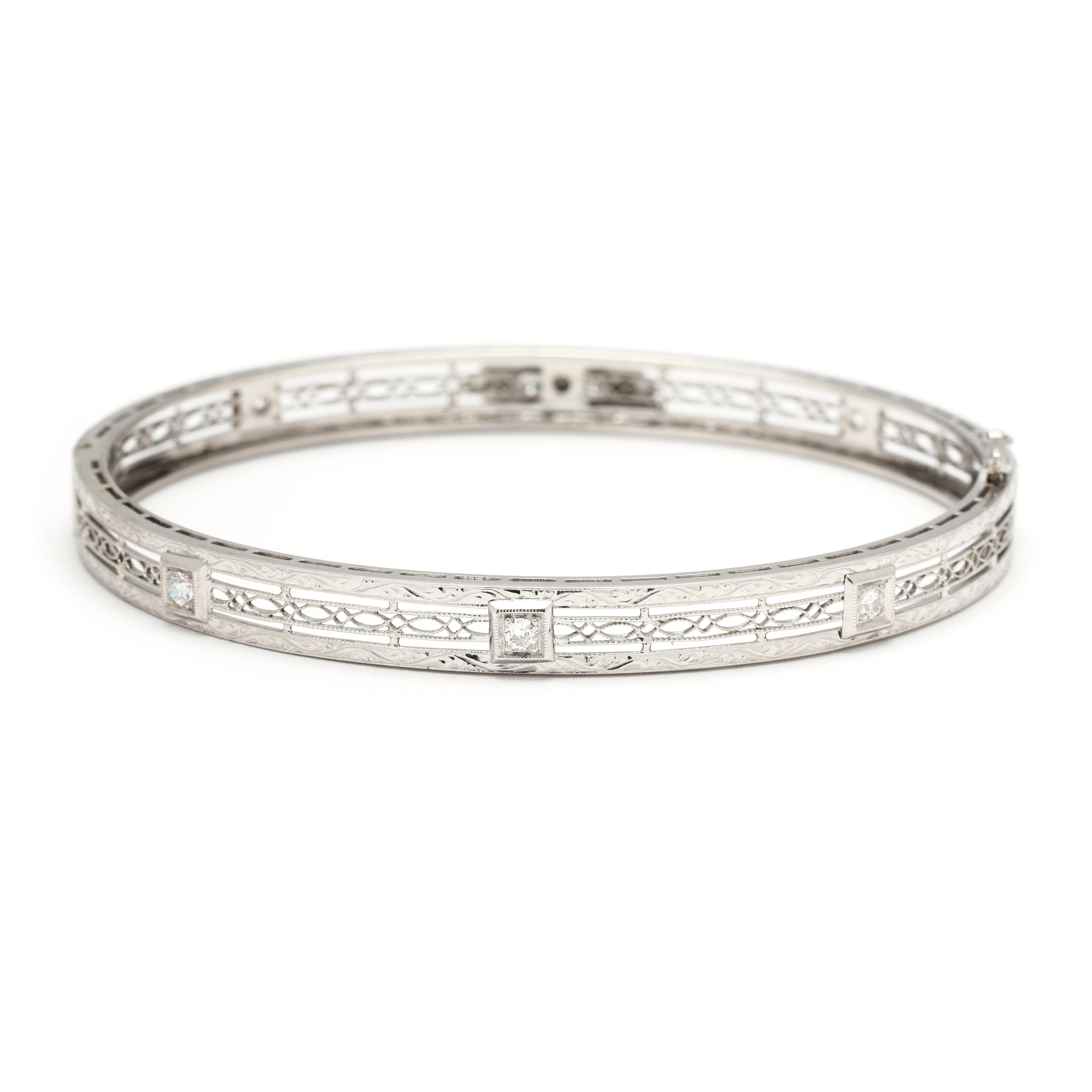 Art déco Bracelet Art Déco avec diamant .30ctw, or blanc 14k, longueur 7 pouces en vente