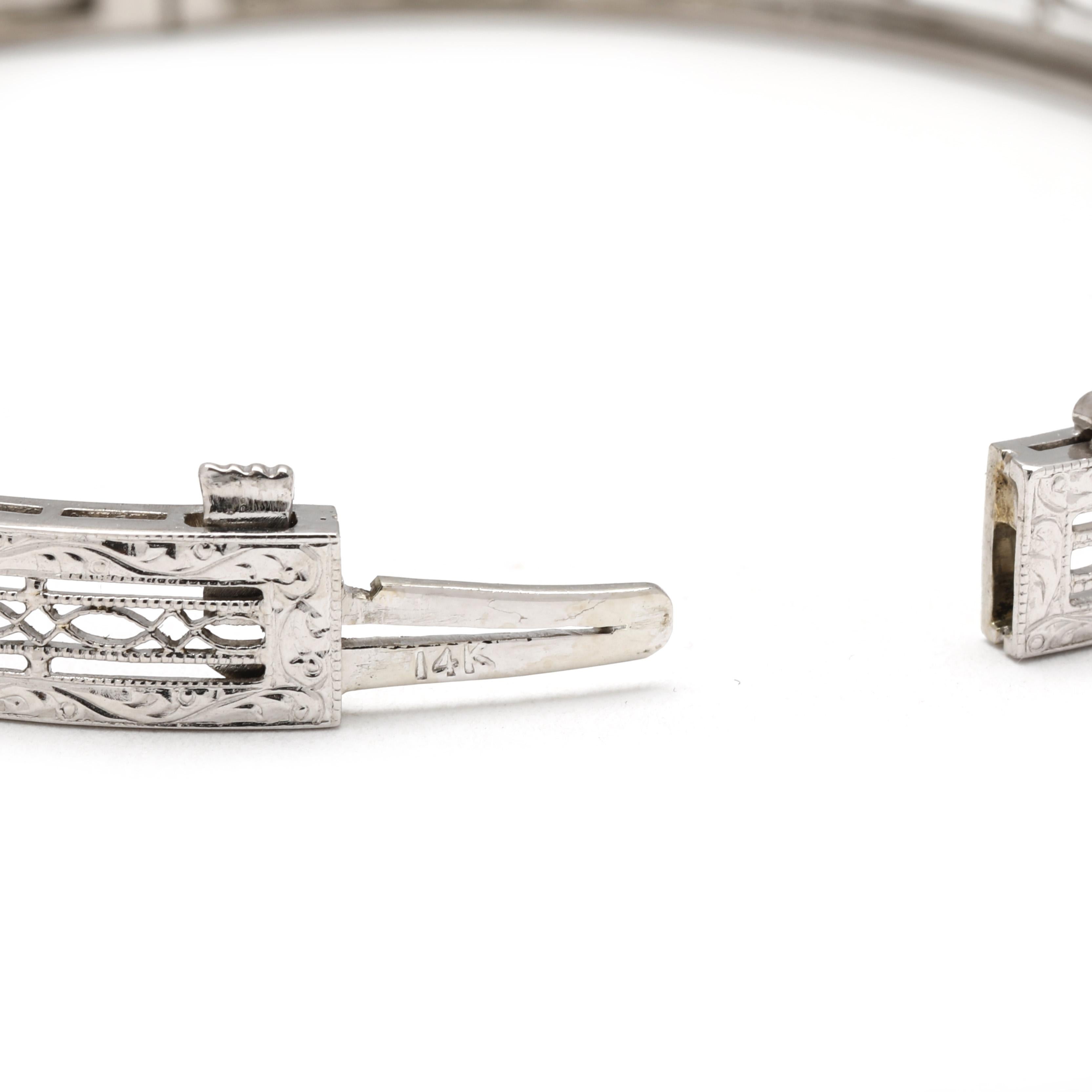 Bracelet Art Déco avec diamant .30ctw, or blanc 14k, longueur 7 pouces Bon état - En vente à McLeansville, NC