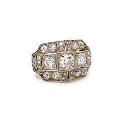 Art Deco 3.10 Carat Diamond Plaque Filigree Ring