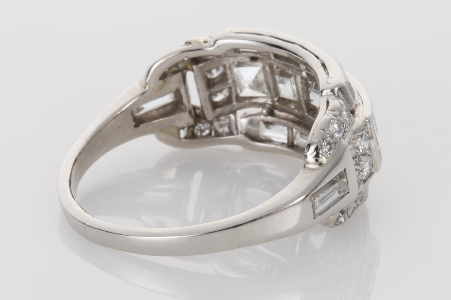 Art Deco 3.11 Carat Carre Cut Diamond and Platinum Band Ring In Good Condition In QLD , AU