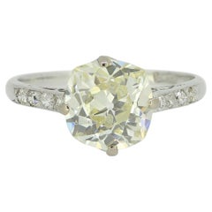 Art Deco 3.12 Carat Old Cut Diamond Solitaire Engagement Ring