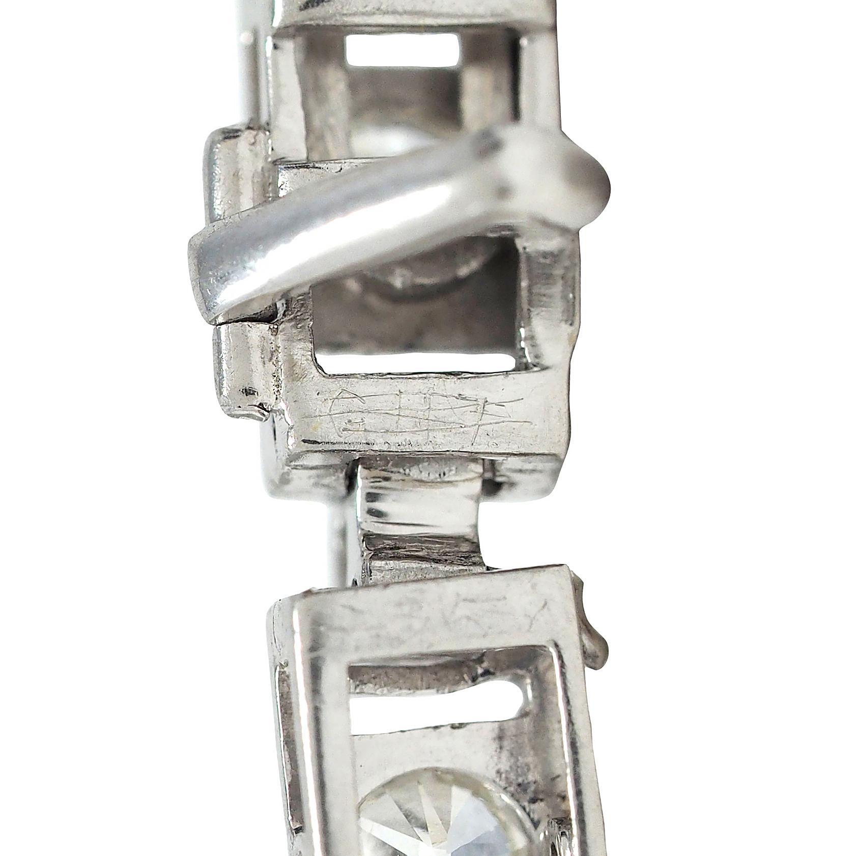 Donna Bracciale Art Line in platino con diamante vecchio taglio europeo da 3,15 CTW in stile Art of Vintage in vendita
