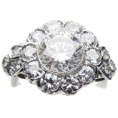 Art Deco 3.19 Carat Diamond 18 Karat White Gold Halo Engagement Ring