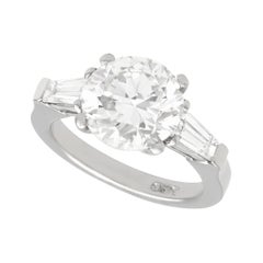 Art Deco Style 3.19ct Diamond and Platinum Solitaire Ring