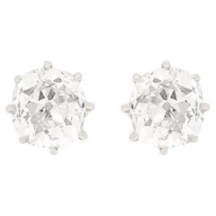 Antique Art Deco 3.20ct Diamond Stud Earrings, c.1920s