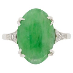 Art Deco 3.20ct Jade and Diamond Cocktail ring, c.1920s