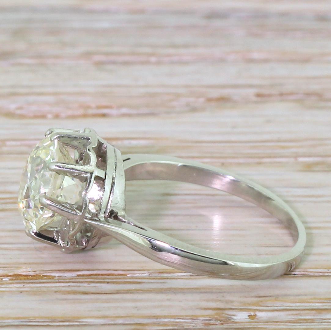 Old European Cut Art Deco 3.22 Carat Old Cut Diamond Platinum Engagement Ring