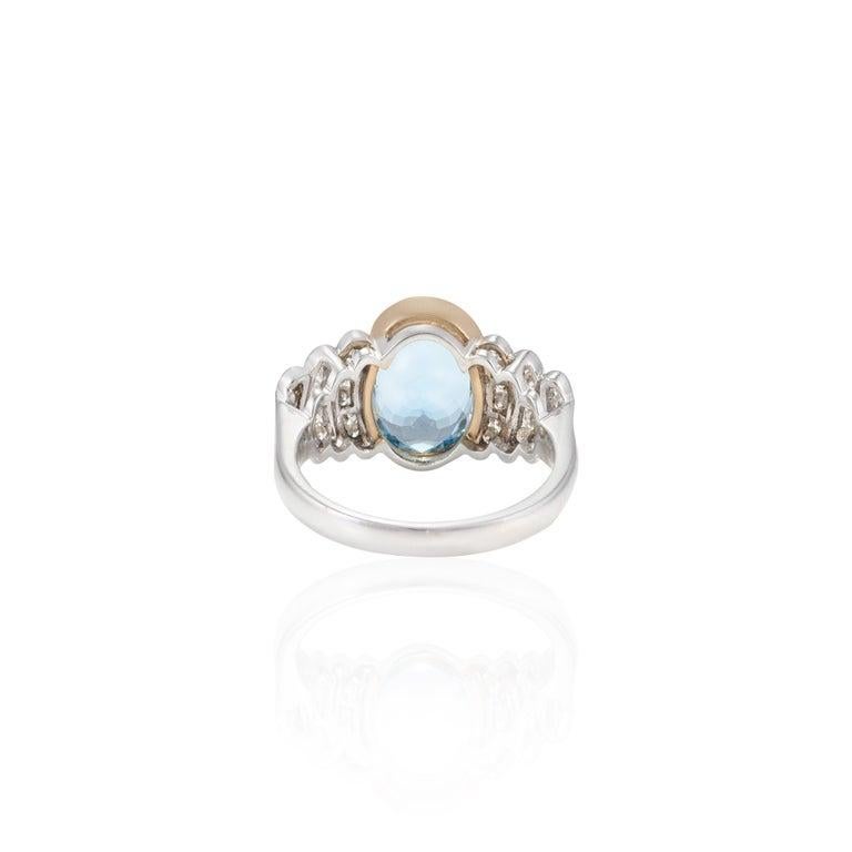 Im Angebot: Art Deco 3,25 Karat großer Aquamarin und Diamantring aus massivem Weißgold 18k () 8