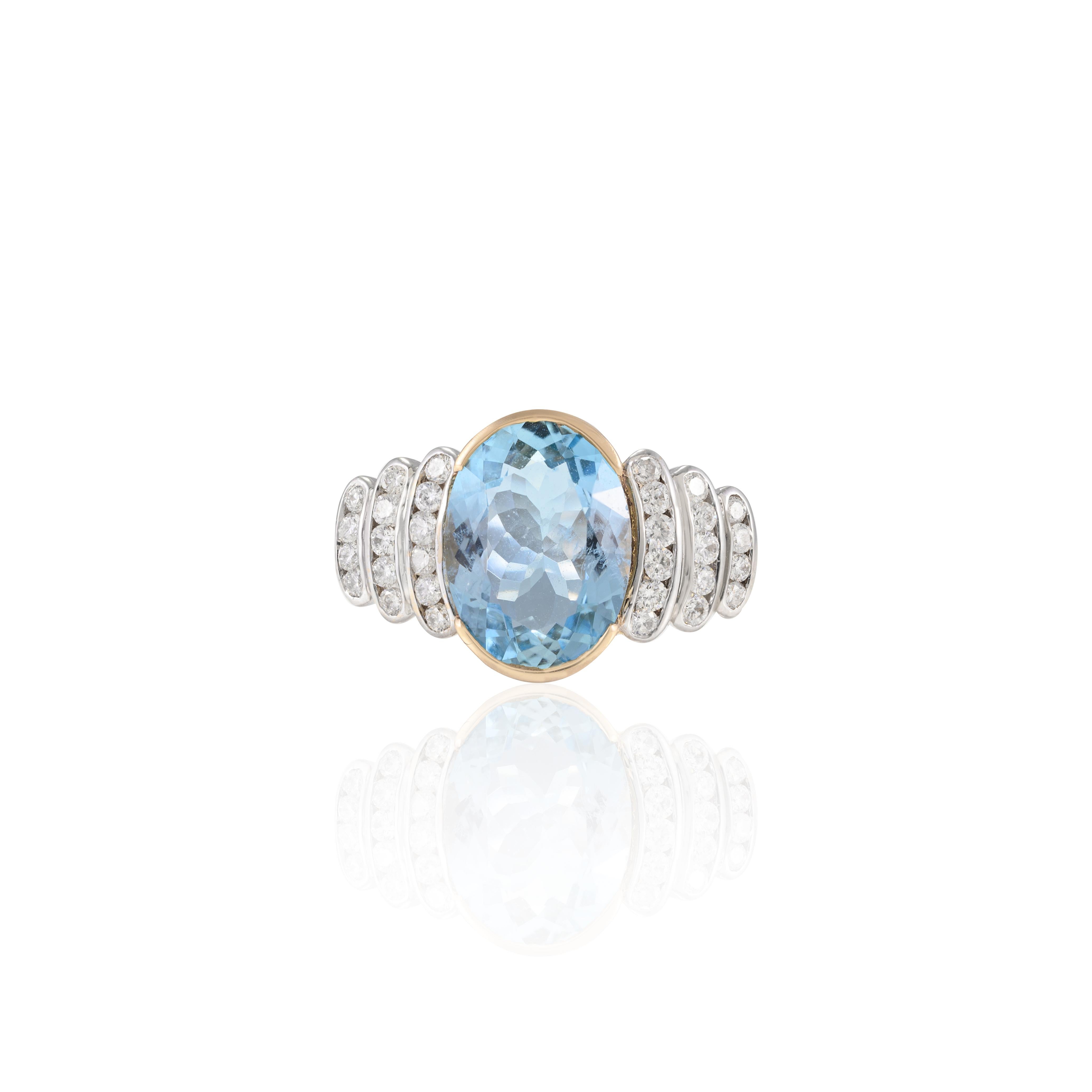 For Sale:  Art Deco 3.25 CTW Big Aquamarine and Diamond Ring 18k Solid White Gold 2