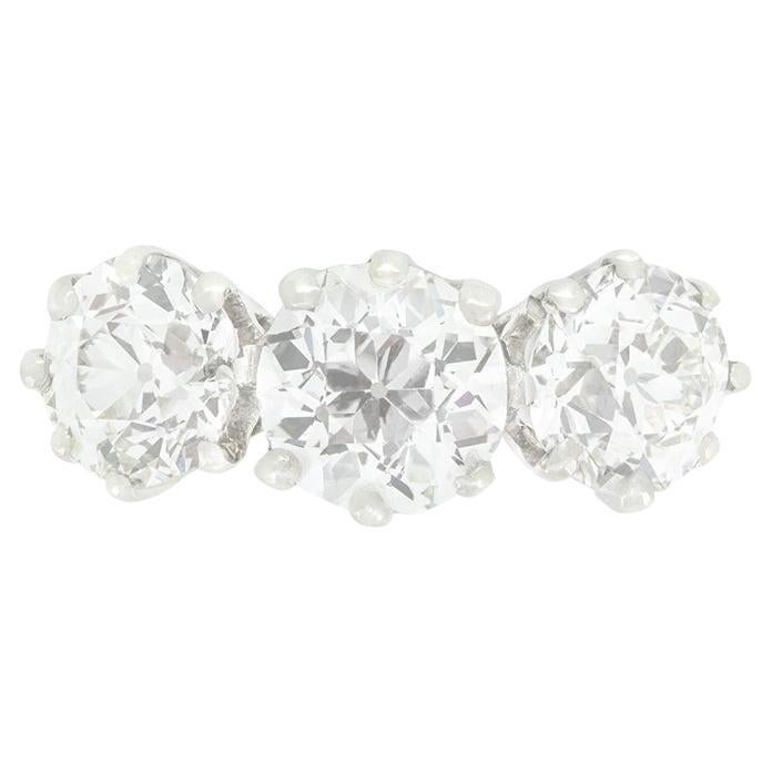 Art Deco 3.25ct Diamond Trilogy Ring, c.1920s