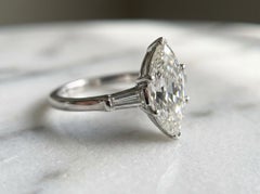 Art Deco 3.25ct Old Marquise Diamond Platinum Ring GIA Certified