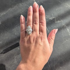 Art Deco 3.26 CTW Diamond Platinum Vintage Greek Key Navette Dinner Ring